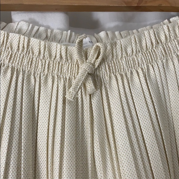NWOT 💫 Zara Pleated Culottes w Beige Gold Sparkle - Picture 5 of 6